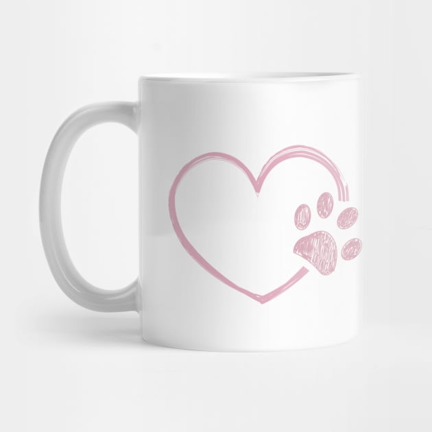 Pink heart with paw print. Happy Valentine's day design by GULSENGUNEL